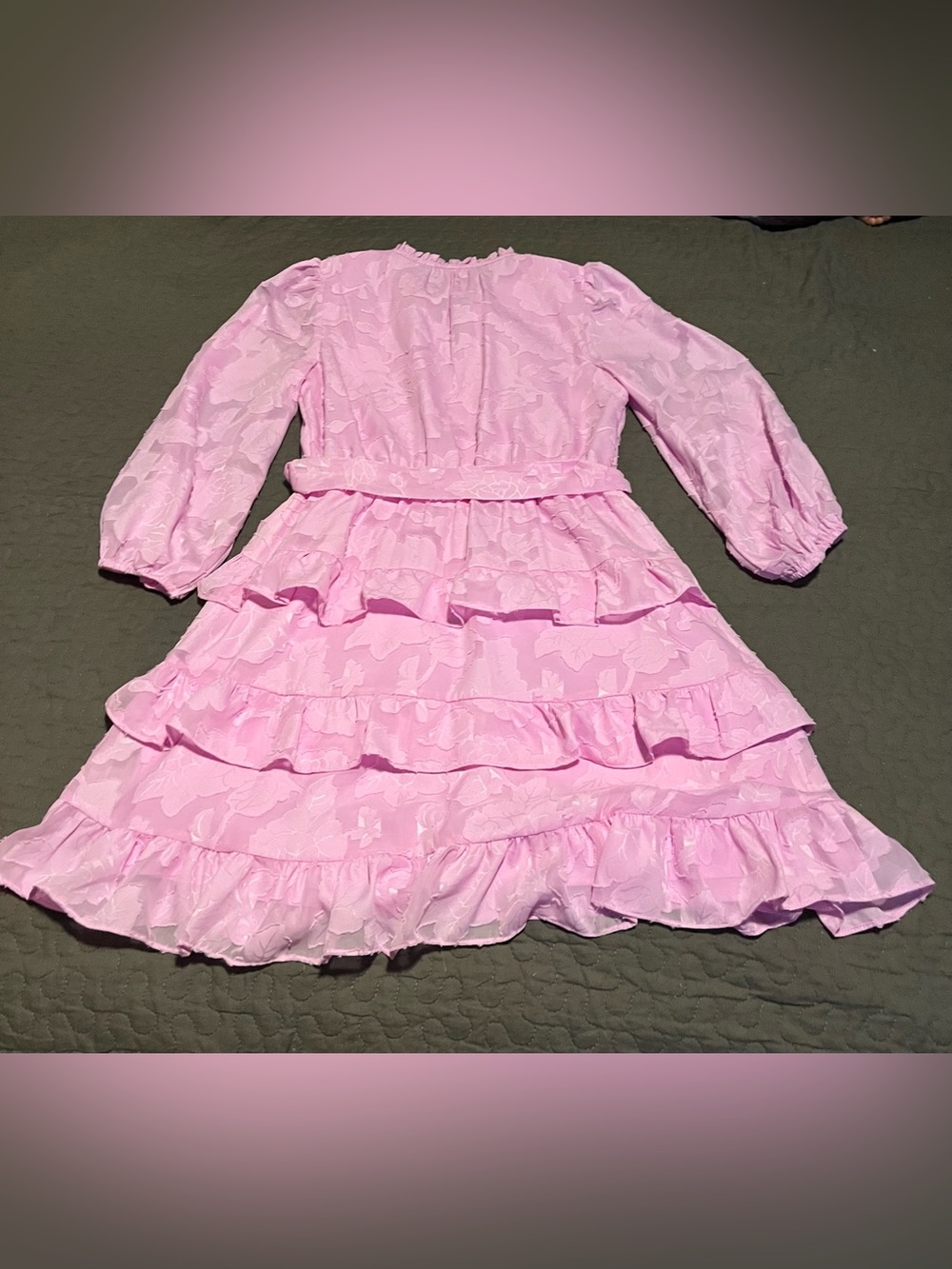 Eliza J Pink Floral Ruffle Tiered Long Sleeve Dress Size 4P Petite - Picture 5 of 11